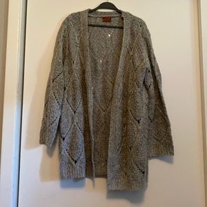 Gray Cotton and Acrylic Cardigan